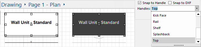 Click to view examples of different snap handles selected